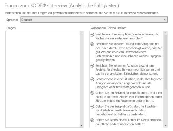 KODE® Software: KODE® Interview-Modul